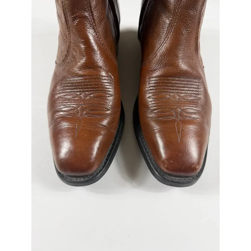 Laredo Fletcher Brown Leather Western Boots Men’s Size 8.5 Made in USA Vintage